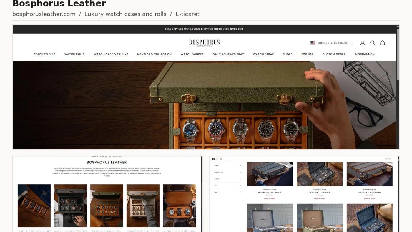 Bosphorus Leather: Lüks Saat Kutusu E-Ticaret