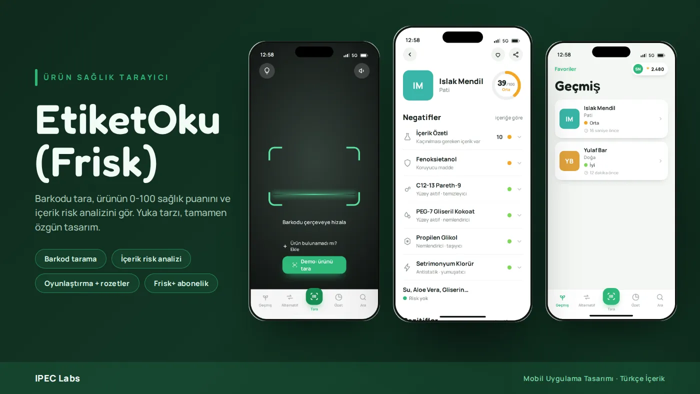 EtiketOku (Frisk): Ürün Sağlık Tarayıcı